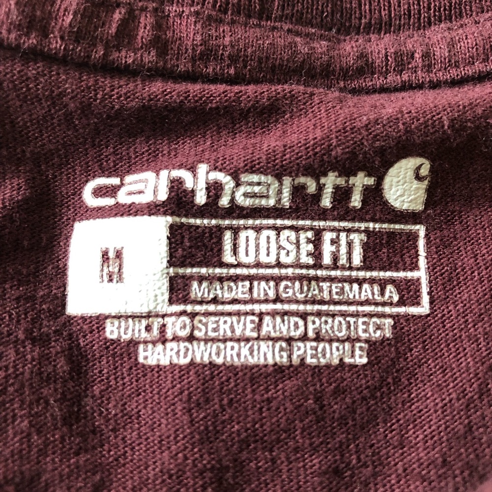 Men’s Carhartt Maroon Long Sleeve Cotton Tee Logo Loose Fit ‘True to This’ - Picture 5 of 7